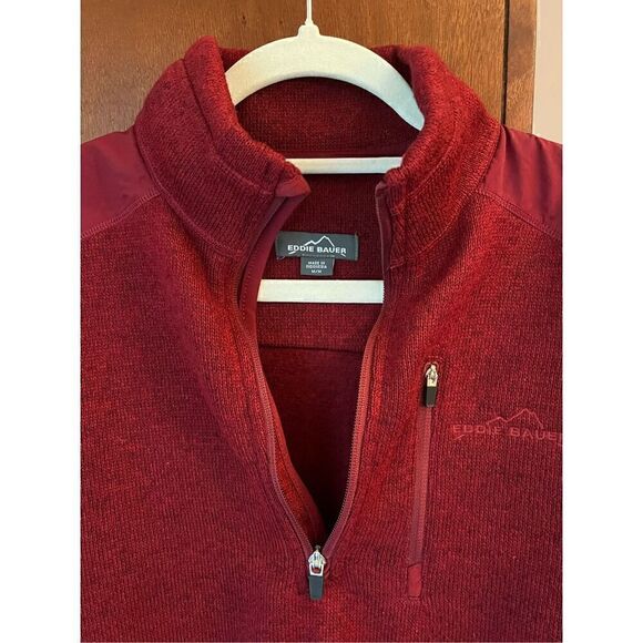 Eddie Bauer Men's M Whistler 1/4 Zip Fleece Pullover Sweater Maroon Red Gorpcore - Picture 4 of 8